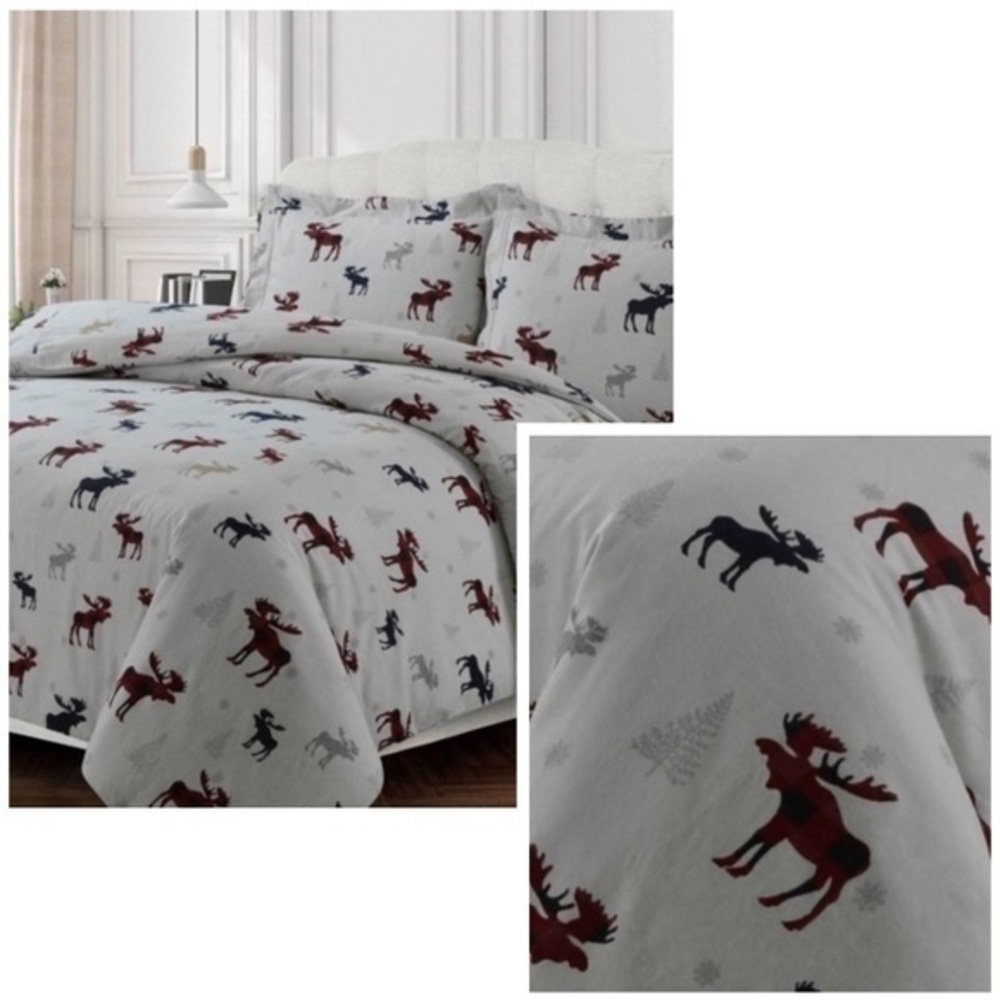Queen 3pc Moose Print Duvet Cover
